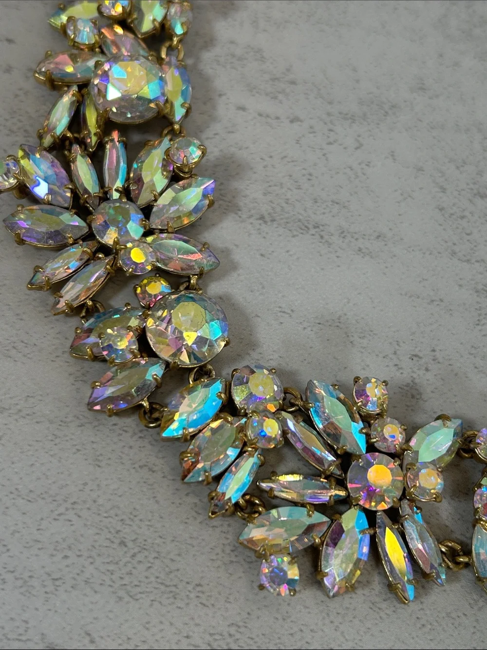J. Crew Iridescent Crystal Collar Necklace - Gold Tone
